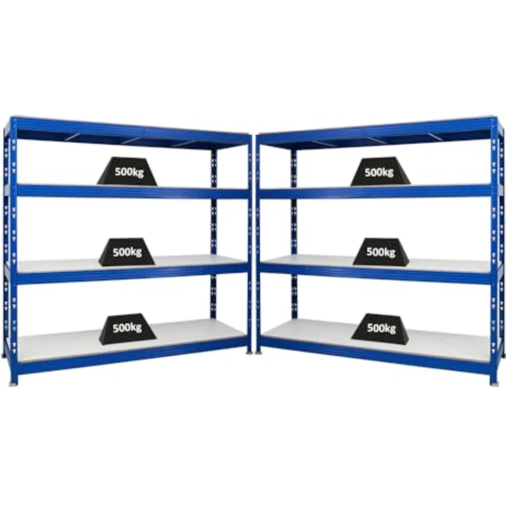 Proregal Schwerlastregal Mega Deal Profi RHINO, 180 x 200 x 60 cm, 4 verstellbare Böden, Traglast pro Boden 500 kg, Blau – Bild 1