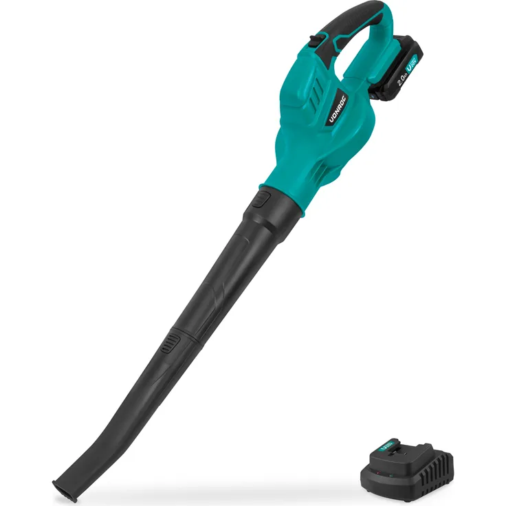 VONROC Akku-Laubbläser 20V (LB506DC), 2,0Ah mit 180 km/h Luftgeschwindigkeit und ergonomischem Softgrip-Griff
