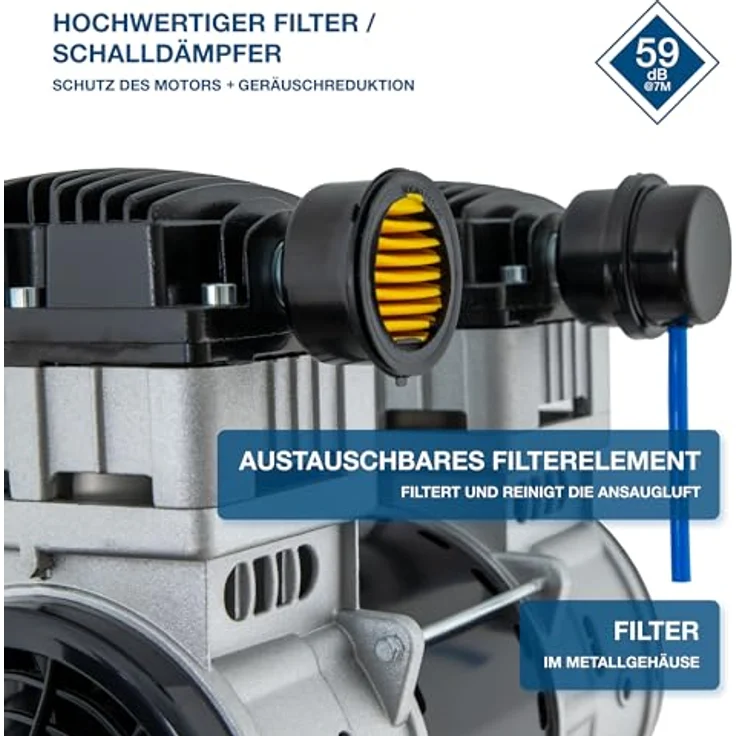 HYUNDAI Silent Kompressor SAC55753 (8 bar, 50L, ÖLFREI, 59 dB, 1.5 kW / 2.0 PS) – Bild 6