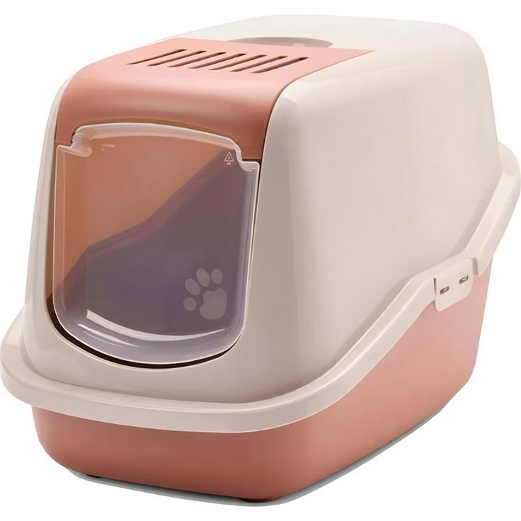 Savic Katzentoilette Nestor champagner-rose/terrakotta, mit aufklappbarer Front und integriertem Aktivkohle-Filter