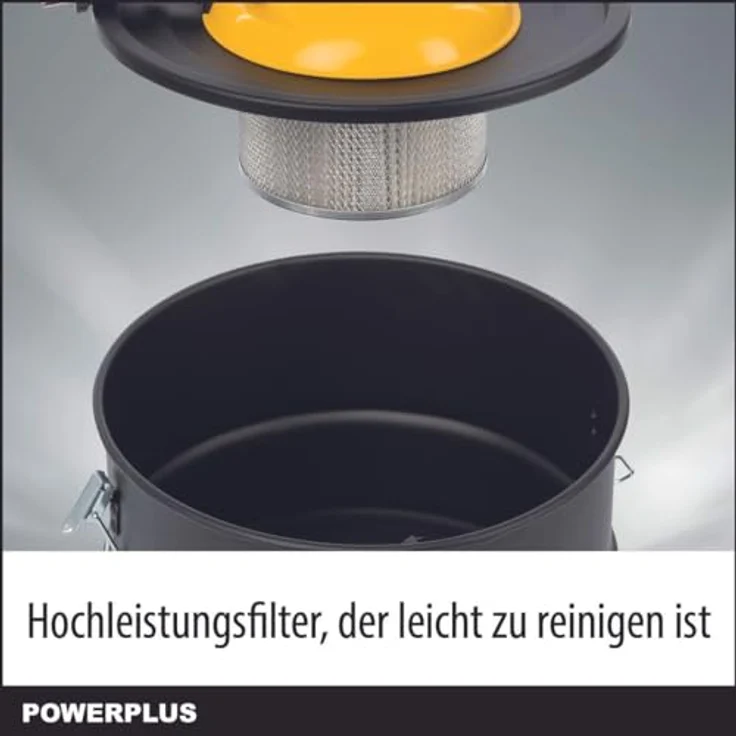 Powerplus Powx3000, 1000W Aschesauger mit 15L Aluminiumbehälter und Hochleistungsfilter, Silber – Bild 3