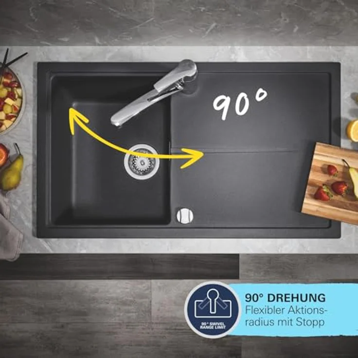 Grohe Küchenarmatur Start Einhand-Spültischbatterie, Quickfix, matte black, mit herausziehbarer Dual Spülbrause und GROHE SilkMove Technologie – Bild 7