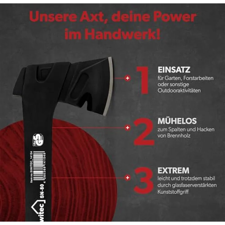 siwitec Axt Set SN-80 & SN-250 inkl. Schutzhülle und optional Axt-Schärfer, 4-in-1 Schärfer erhältlich – Bild 3