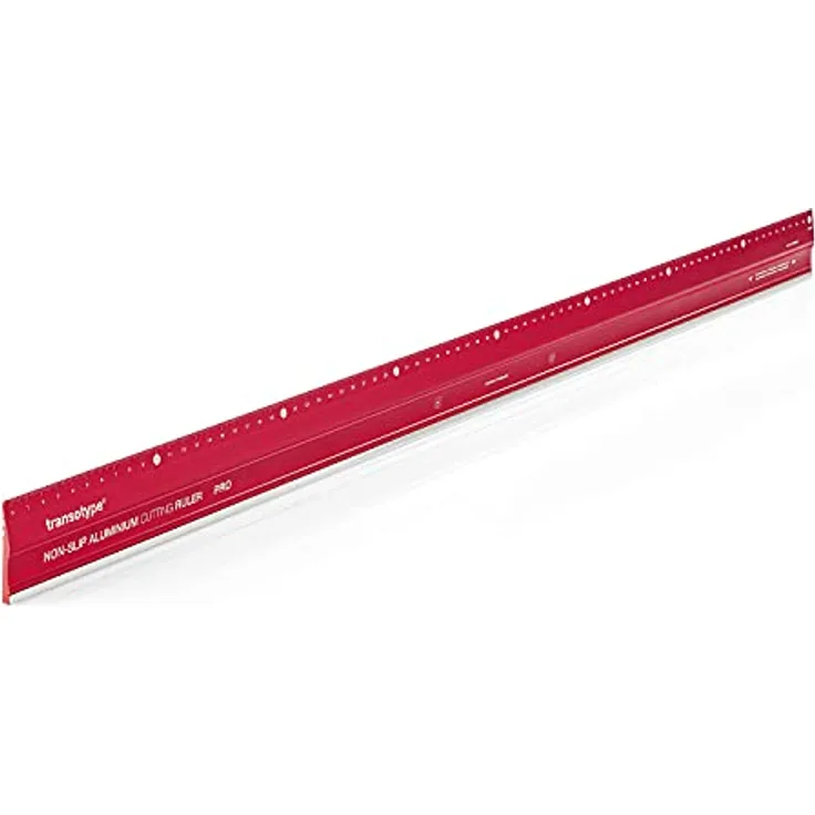 Schneide-Lineal PRO 80 cm lang, aus Aluminium im knalligen Rot, rutschfest, robust, mit Stahl-Schneidekante und extra breitem 50 mm Aluminium-Profil
