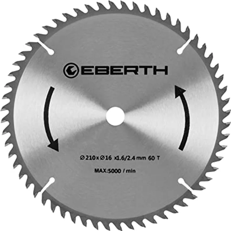 Eberth - Profi Kreissägeblätter Hartmetallsägeblatt Sägeblatt für Holzschnitte (60 Zähne, 210 mm Durchmesser, Bohrung 30 mm, Blattstärke 1,6 mm, – Bild 2