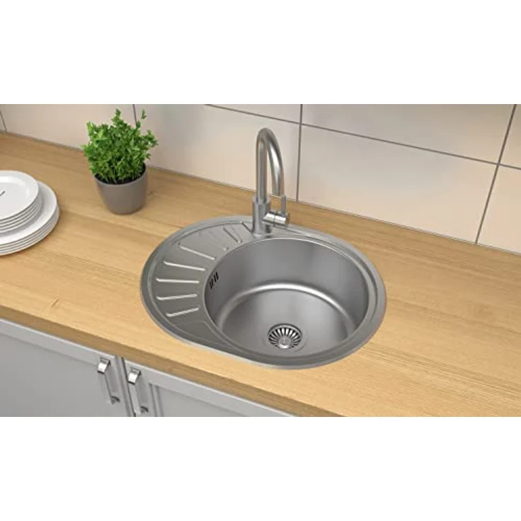 Quadron QUADRON Einbeckenspüle JIM Einzelbecken, Edelstahlspüle mit Abtropffläche, 45 cm, Farbe: Satin, abflussinklusive, für Schränke ab 45 cm – Bild 5