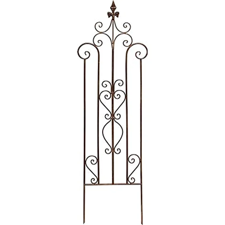 Rankhilfe Schwertlilie aus Metall in Rost Optik, 117 cm hoch, Rankgerüst, Rankgitter, Gartenstecker, Dekostecker – Bild 1