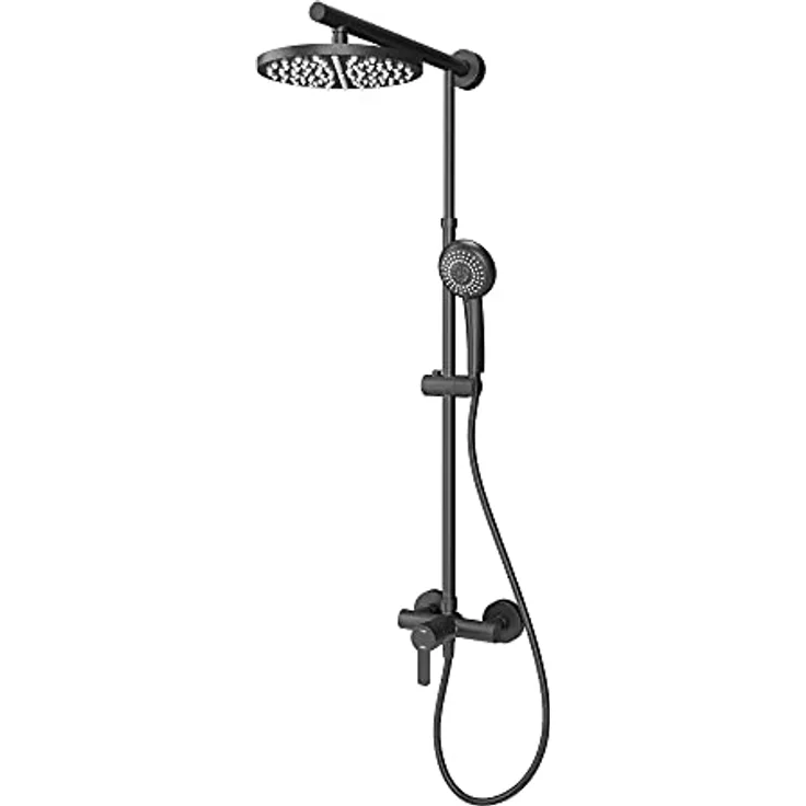 Schulte DuschMaster Rain Einhebelmischer, Black Style, Duschkopf Rund und Handbrause, EP9620 68