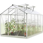 GFP Gewächshaus Jasmin 5 Alu-Rahmen 192 x 317 cm Polycarbonat Platten - mit Fundamentrahmen & automatischem Fensteröffner, Aluminiumrahmen, transparent