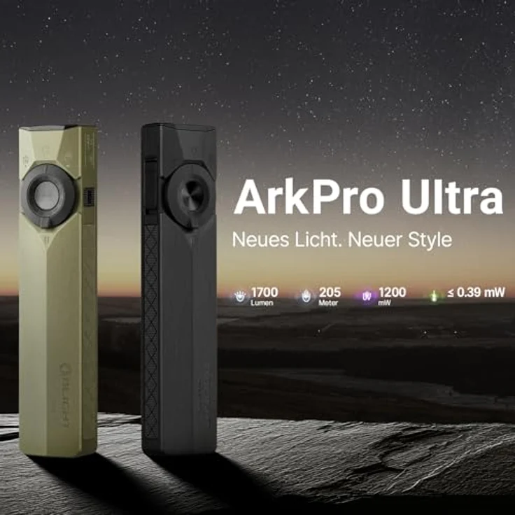 OLIGHT ArkPro Ultra Taschenlampe, 1700 Lumen, UV- und Grünlicht, IPX7 wasserdicht, magnetischer/USB-C Anschluss, schwarz – Bild 2