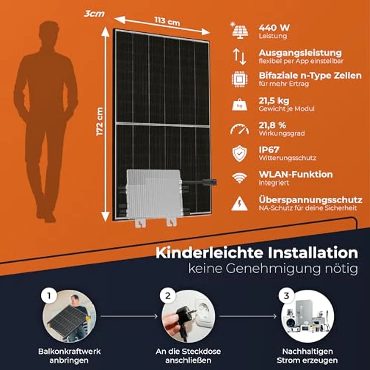 Solarway Balkonkraftwerk 1680W / 1600W Solaranlage Steckerfertig WIFI Komplettset Photovoltaik Anlage 600/800/1600W – Bild 6