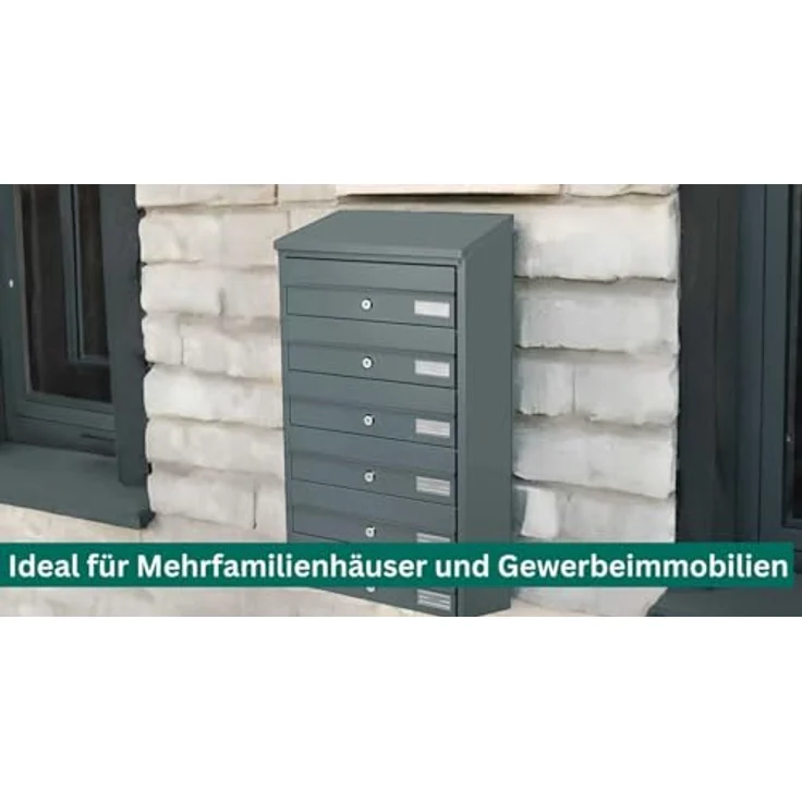 SafePost Briefkastenanlage BDL914 Anthrazit, für 4-Familienhäuser, langlebig und witterungsbeständig – Bild 4