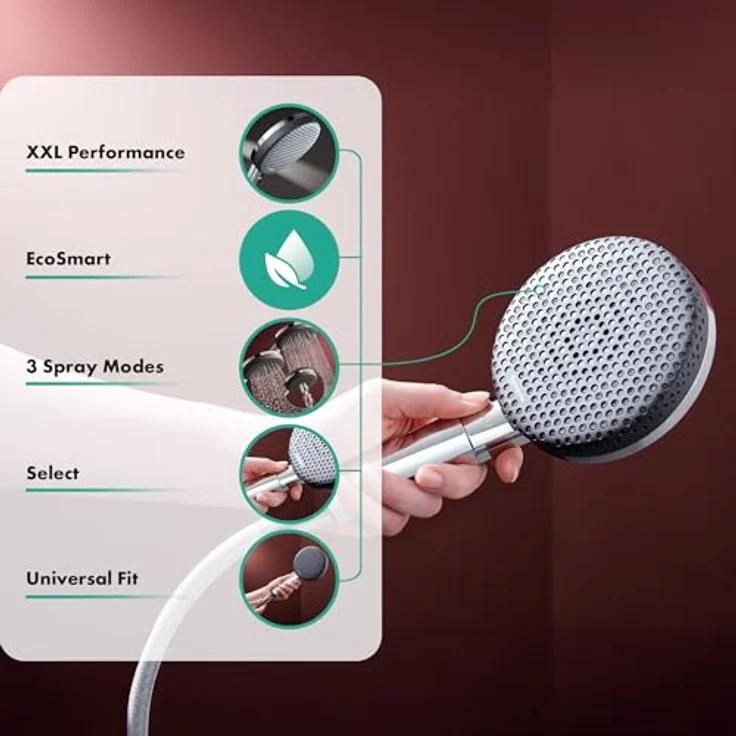 hansgrohe Raindance Alive Select S Duschbrause 125 mm, Handbrause mit 3 Strahlarten, EcoSmart-Technologie, grafitfarben – Bild 2