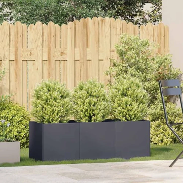 vidaXL Pflanzkübel Anthrazit 120x40x40 cm Kaltgewalzter Stahl, Garten-Pflanzgefäß mit viel Platz und erhöhter Stabilität – Bild 4