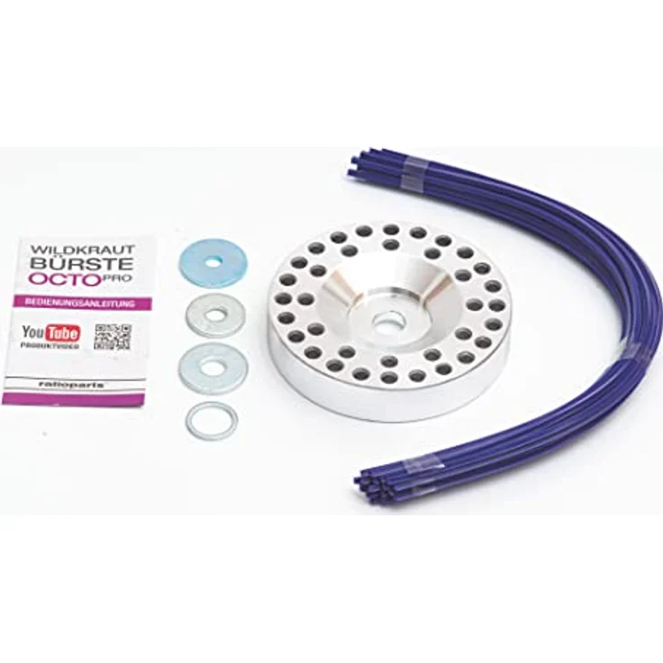 Ratioparts 6-708 Unkrautbürste OCTO Pro 200 mm, 25,4 mm Durchmesser-Bohrung 18 Fäden Wildkrautbür Reinigungsbürste, Blau – Bild 3