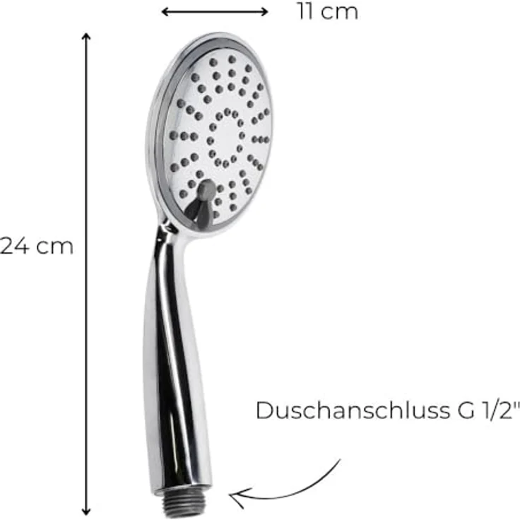 GarPet Handbrause Duschkopf 3 Funktion Duschbrause Wassersparender Brausekopf, Chromfarben – Bild 2