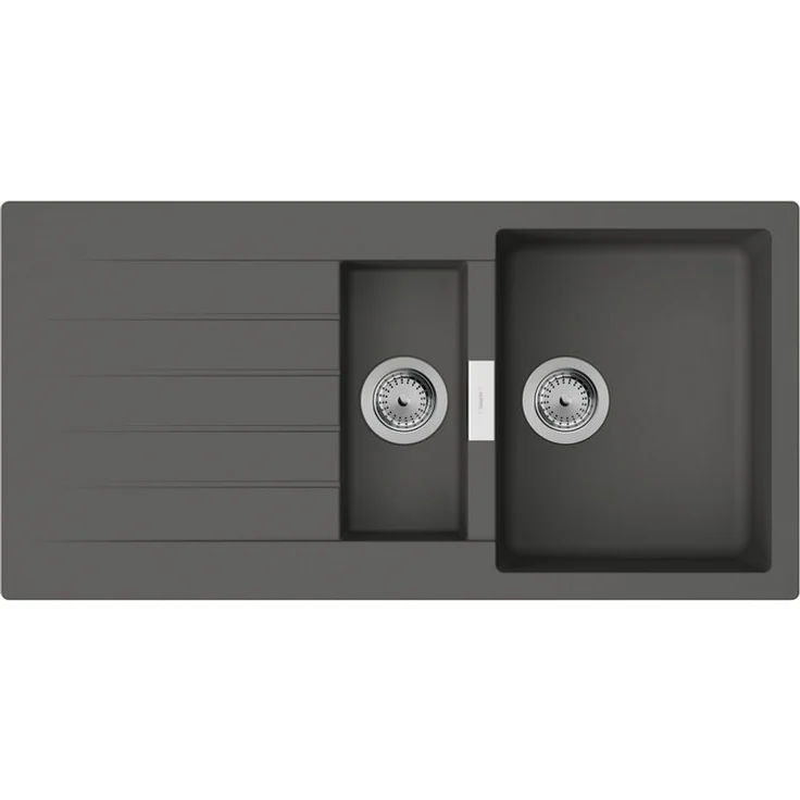 hansgrohe Einbauspüle S52 S520-F530 mit automatischer Ablaufgarnitur, Steingrau