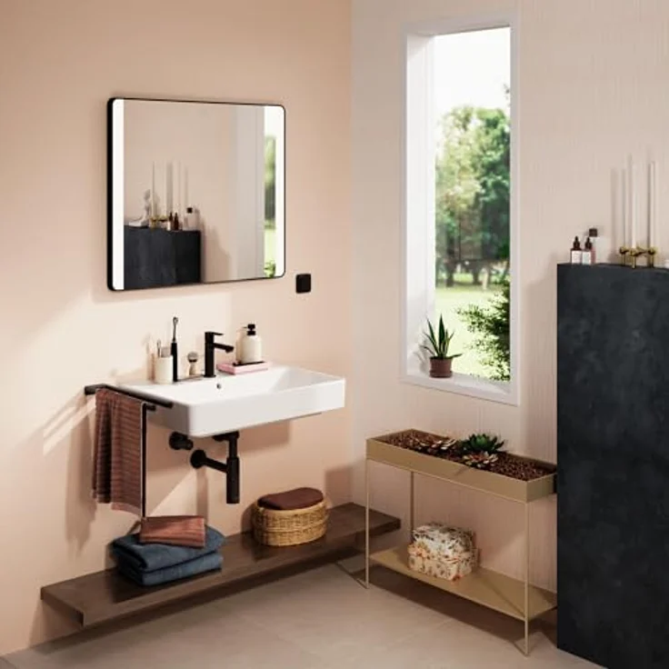 hansgrohe Xanuia Q Waschtisch, wandhängend mit Hahnloch und Überlauf, 700x480mm, weiß glänzend, inklusive Schallschutzmatte – Bild 4