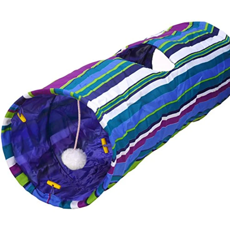 Dehner Katzentunnel Color XL, Ø 25 cm, Länge 90 cm, Polyester, blau – Bild 2