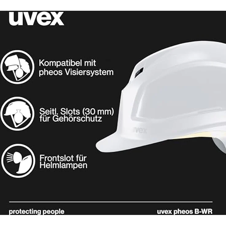 Uvex Pheos B-WR Schutzhelm - Belüfteter Arbeitshelm für die Baustelle - Weiß Weiß – Bild 4