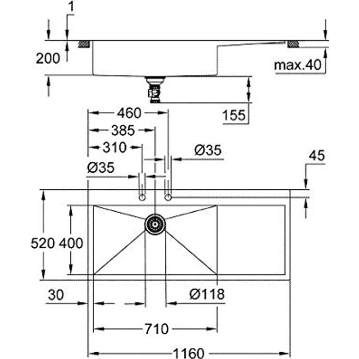 GROHE K1000 | Edelstahlküchenspüle mit Abtropffläche - links einbaubar, 80 cm | edelstahl | 31581SD1 – Bild 3