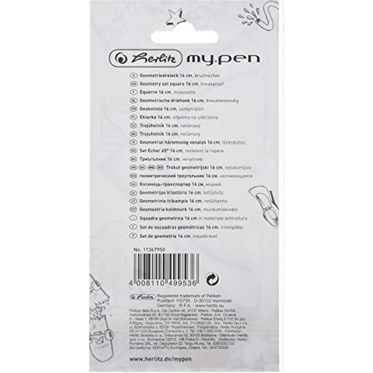 Herlitz Geometriedreieck, my pen, 16 cm, farblich sortiert – Bild 3