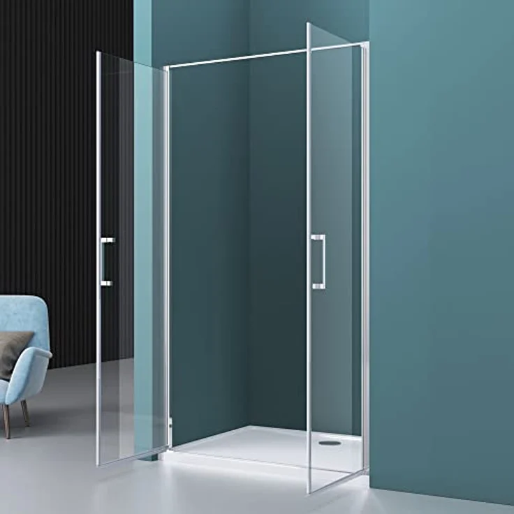 Mai & Mai Dusch-Drehtür Nischentür Duschtür Duschabtrennung 8mm ESG mit NANO T66, 90x195 cm, Klarglas, elegante Doppeldrehtür mit Hebe & Senkmechanismus – Bild 4