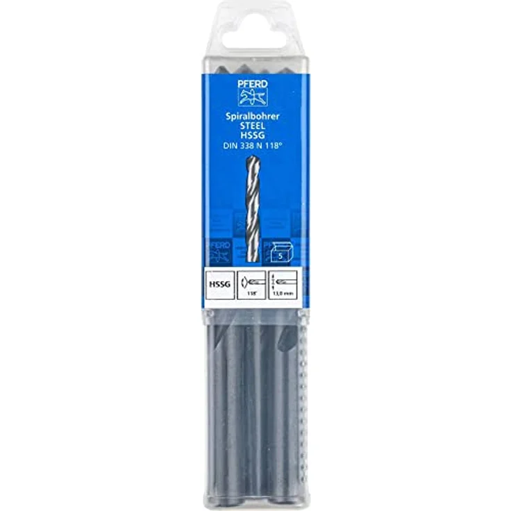 PFERD TOOLS Spiralbohrer STEEL, 5 Stück | Ø 13,0 mm, HSS-G N, DIN 338, 118° – Hochleistungsbohrer mit Kreuzanschliff für Stahl und Metallbearbeitung – Bild 2