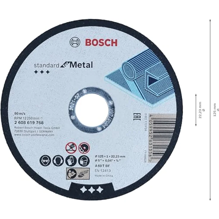 Bosch Accessories 100x Trennscheibe Standard for Metal (für Metall, Stahl, Blech, Ø 125 mm, gerader Schnitt, M14, Professional Zubehör Winkelschleifer) – Bild 2