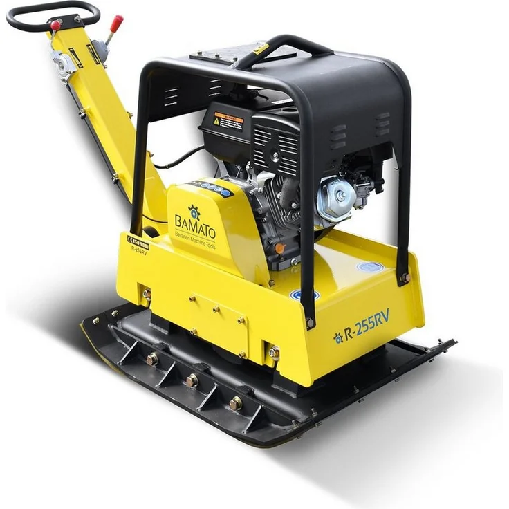 BAMATO Rüttelplatte R-255RV mit Vor- und Rücklauf, max. 3750 vpm, inkl. Gummimatte und Fahrwerk – Bild 1