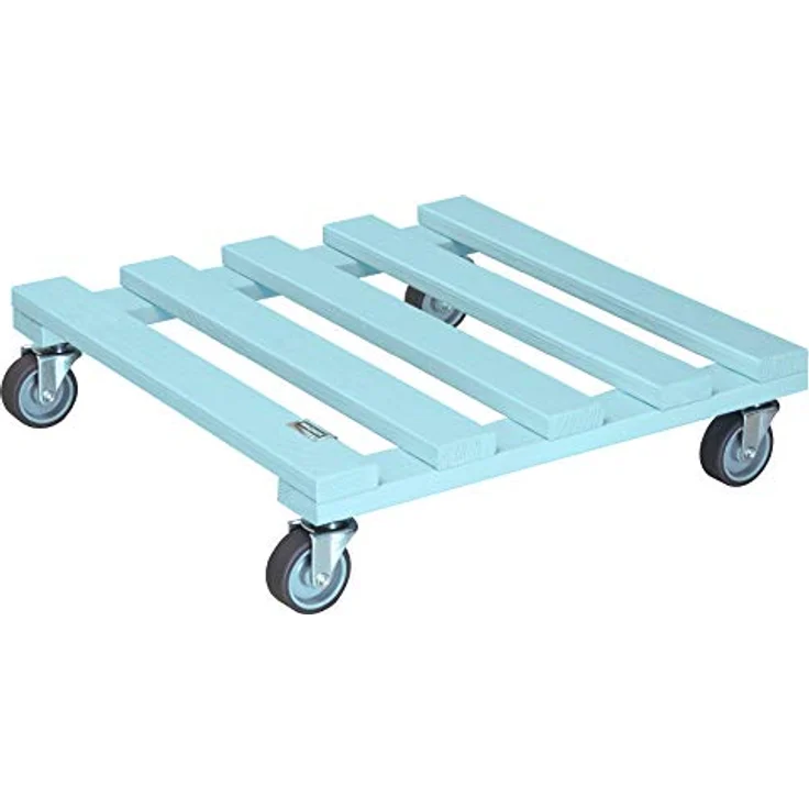 Wagner Pflanzenroller Aqua Splash 38 x 38 x 9,5 cm I Kübelroller für Außenbereich + Innenbereich I FSC®-Massivholz, Aqua Splash/türkis, softe Rollen I Tragkraft 120 kg I Made in EU - 20041301 – Bild 1
