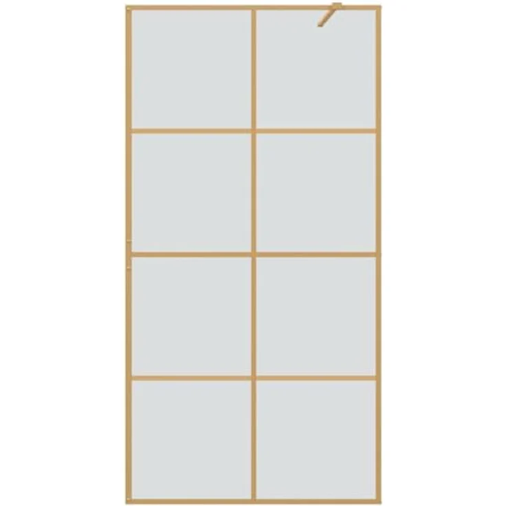 vidaXL Walk-in Duschwand Gold, 100 x 195 cm, gehärtetes Glas mit verstellbarem Rahmen und stabiler Stütze – Bild 7