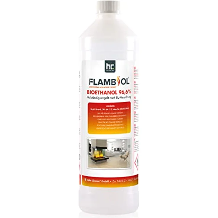 FLAMBIOL Bioethanol 96,6% Premium 30 x 1 L - Ethanol für Tischkamin, Kamin & Gartendeko für Draußen - Rauch- und Rußfrei - Aus Mais & Zuckerrüben – Bild 2