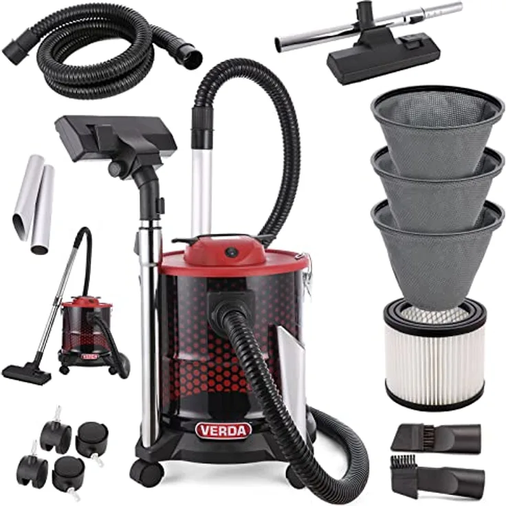 Sellnet Aschesauger 20L Kaminsauger 1650 Watt DUAL Filter System mit 4 Rollen