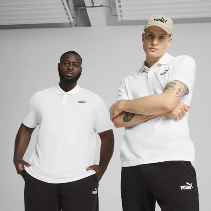 Puma ESS No. 1 Logo Pique Polo, Herren Shirt aus Piqué-Gewebe, weiss, (XXL) – Bild 4