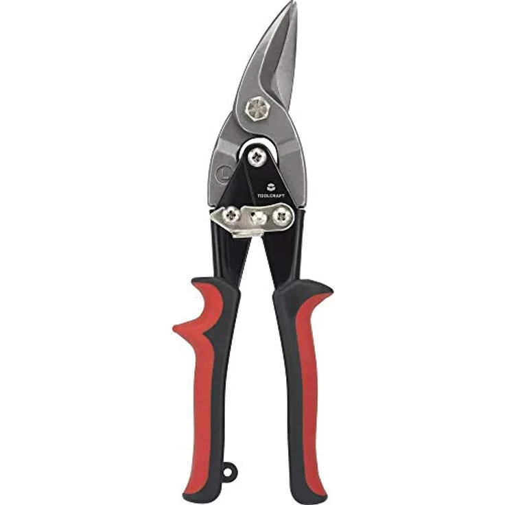 Toolcraft TO-7897161 Figuren-Blechschere linksschneidend, Schneidleistung max. 1 mm, Abrutschschutz, 2-Komponenten-Griff