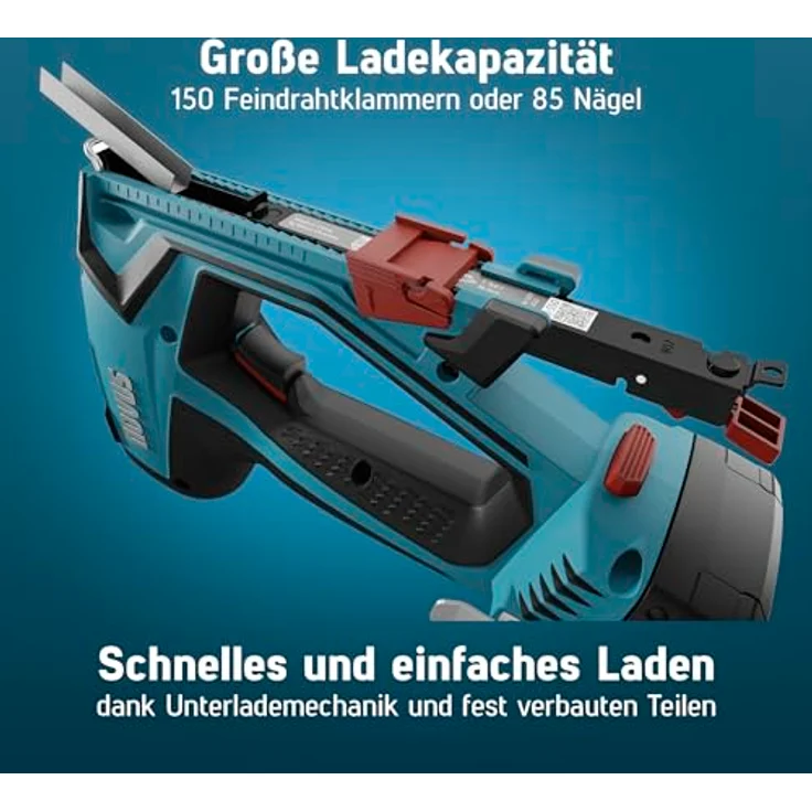 Novus Tools J-550 Akkutacker, kabellos, für Klammern Typ 37/53, Klammernlänge 6-14mm, inkl. Akku, mit Serienschussfunktion – Bild 7