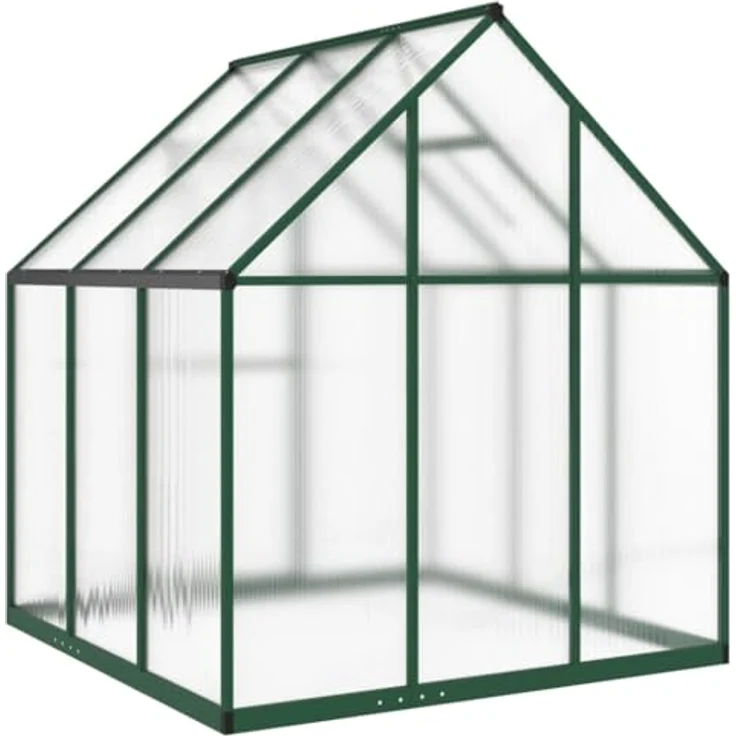 vidaXL Gewächshaus mit Fundamentrahmen Grün 169x169x195 cm Aluminimum, UV-beständige Platten, durchdachtes Design – Bild 5