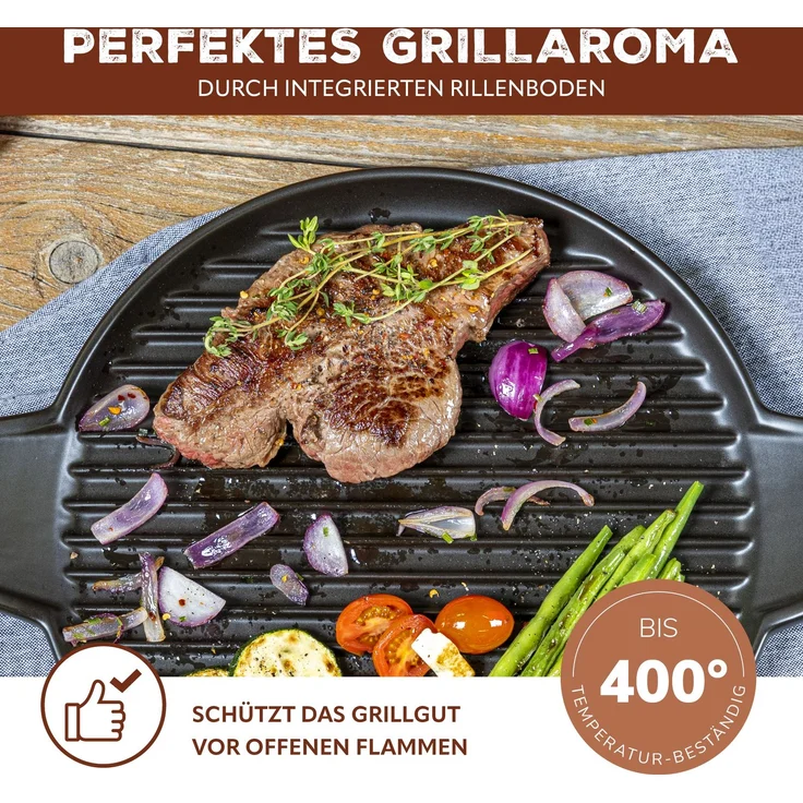 Bremermann Grillpfanne, Steingut schwarz, 38 cm – Bild 4