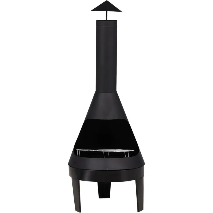 Gardenson Feuerstelle, Schwarz, Metall, konisch, 55x152x55 cm, mit Grillfunktion und Feuerschalen für Freizeit und Camping