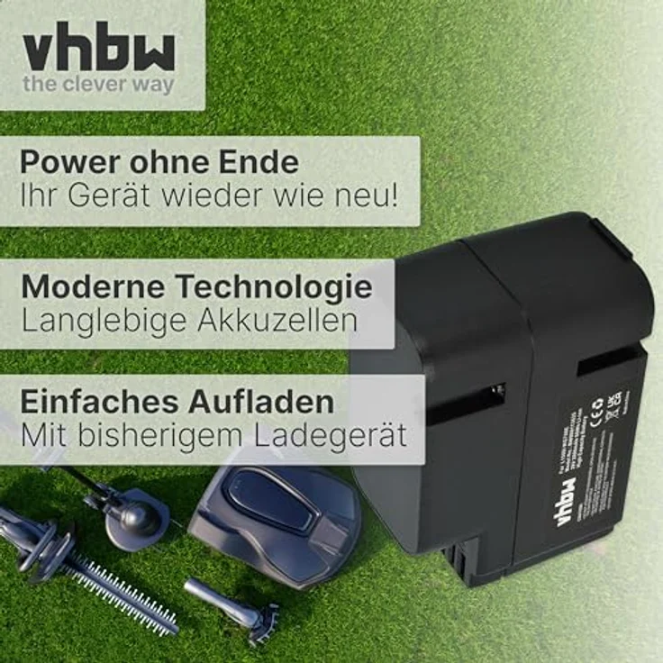 Vhbw Akku kompatibel mit Worx Landroid WG791, WG791E.1, WG791W, WG792, WG792E, WG792E.1, WG794, WG796E, 2000mAh, 28V, Li-Ion, schwarz – Bild 3