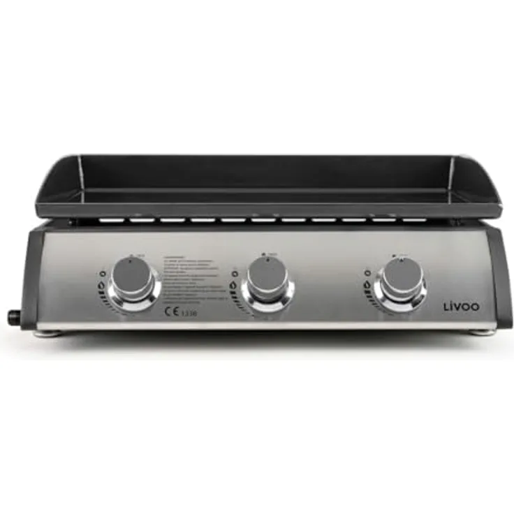 Livoo DOC277, Plancha Gas 7,5 kW mit emaillierter Stahlplatte 61 x 38 cm und automatischer Zündung