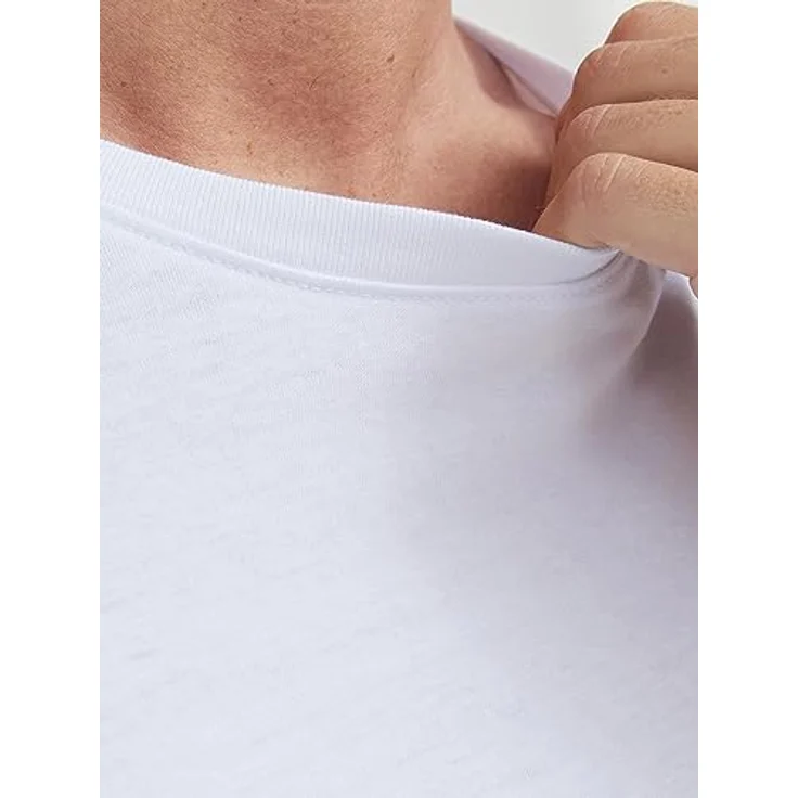 Jack & Jones Herren Basic Shirt, bequem geschnitten, 2er Pack, Weiß, Größe M – Bild 6