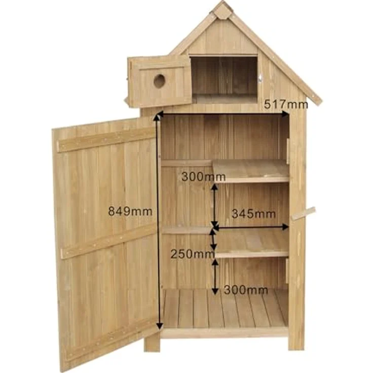 Wiltec Gartenhaus schmal aus Fichtenholz mit Bitumendach 770x540x1370mm für Garten, Terrasse & Balkon - Vielseitiger Geräteschuppen aus langlebigem Holz – Bild 3