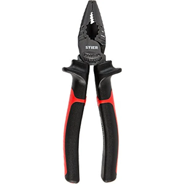 STIER Kraft-Kombinationszange 180 mm, Multifunktionale Greifzange mit Schneid- und Biegefunktion, Integrierter Ringschlüssel, 2-Komponentengriff, eckig – Bild 1