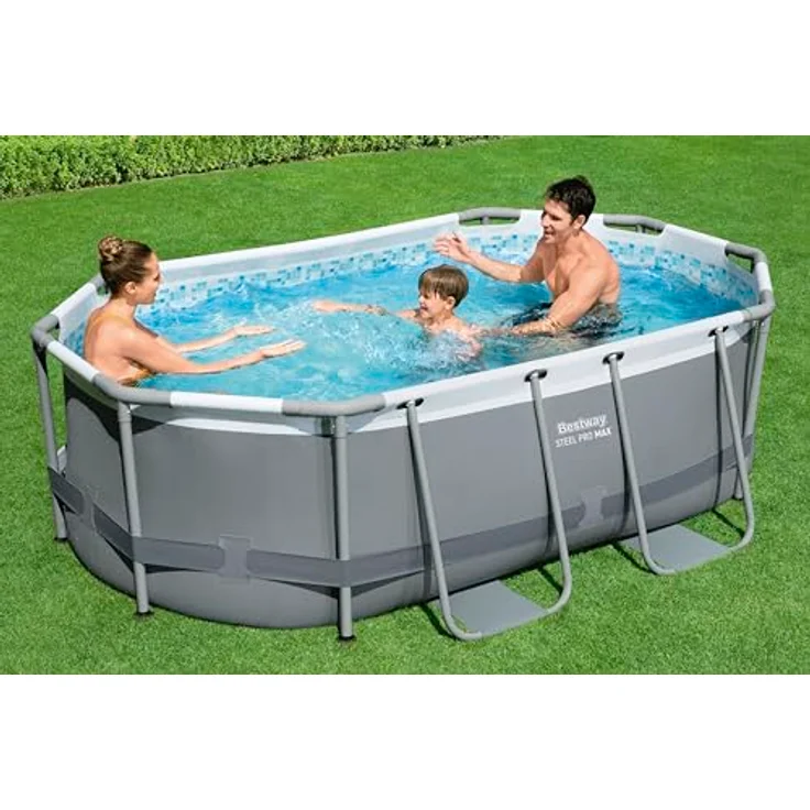 Bestway Steel Pro Max Oval Pool 305 x 200 x 84 cm, dunkelgrau, inkl. Kartuschenfilter 1.249 l/h – Bild 2