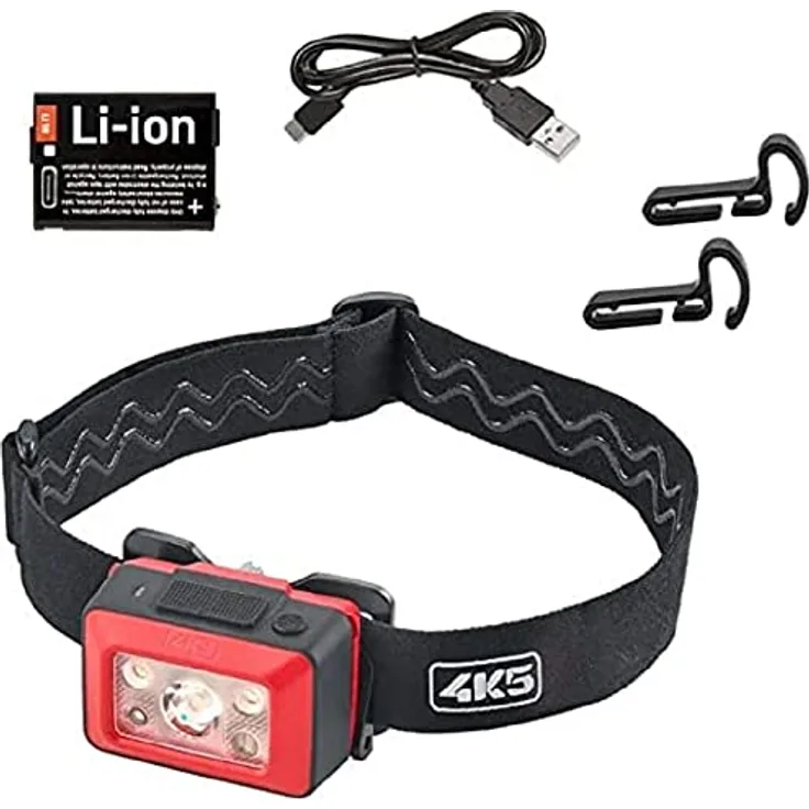 4K5 Tools Kopflampe WP 550 (LED-Lampe, Leuchtkraft bis 550 Lumen, mit Sensor On-Modus, verstellbares Stirnband, drei Leuchtstufen, spritzwassergeschützt)