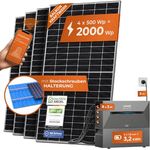 Solarway® All In One Balkonkraftwerk mit Speicher 2000W - 3,2 kWh Anker Solix 2 PRO Speicher - 500W Solarmodule & Zubehör, inkl. Steckdose