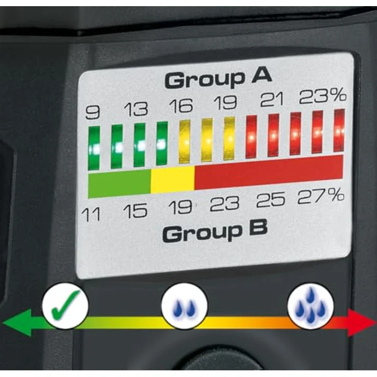Laserliner WoodTester, Feuchtigkeitsmessgerät für Holz 9 - 27 % mit LED-Display und Selbsttestfunktion – Bild 2