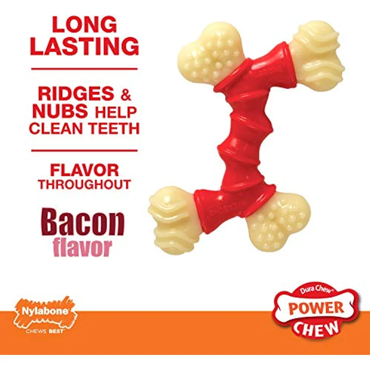 Nylabone Dura Chew Double Bend-Kauknochen, Souper, XL mit natürlichem Baconaroma aus Nylon und thermoplastischen Polymeren – Bild 2